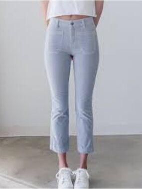 Free People High Time Velvet Kick Flare Pants in Pearl Blue Size 4